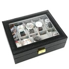 PW022G 10 Slots New Design Leather Grey Velvet Inside Wooden Watch Box Case