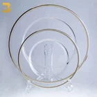 13 inch clear charger glass plate set catering wedding gold rim crystal glass dinner plate
