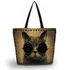 Qetesh Recycle Cat Design Custom Organic Cotton Tote Bag For Traveling