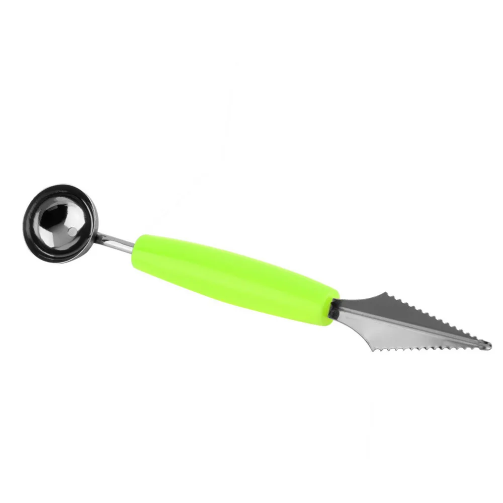 2 in 1 Dual Head Fruit Melon Ice Cream Scoop Spoon Ball Baller Carving Knife