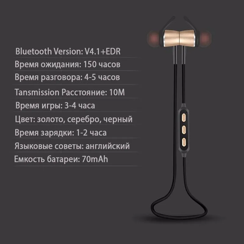Y522 Wireless Blue tooth Earphones Metal Magnetic Sport Running Headphones Stereo Bass Headset Handsfree With Mic - ANKUX.COM