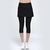 High Waist Workout Yoga Wicking Side Pocket Skirted Capri Pants Ladies