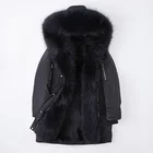 EACHOO Women Fashion Raccoon Fur Parka Wholesale Detachable Real Fur Collar Parker Jacket Winter Warm Coat