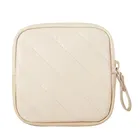 Wholesale customized Logo White PU Leather quilted Makeup Bag