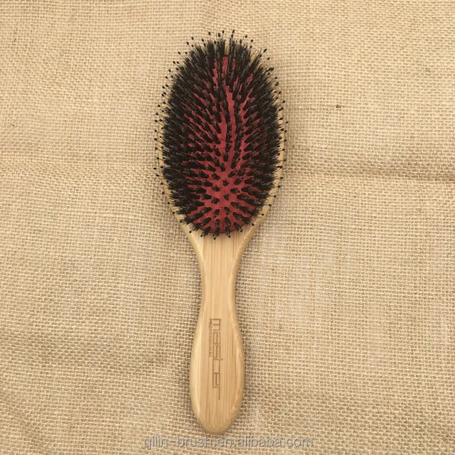 wholesale oval wooden hair brush wild boar bristle hair brush