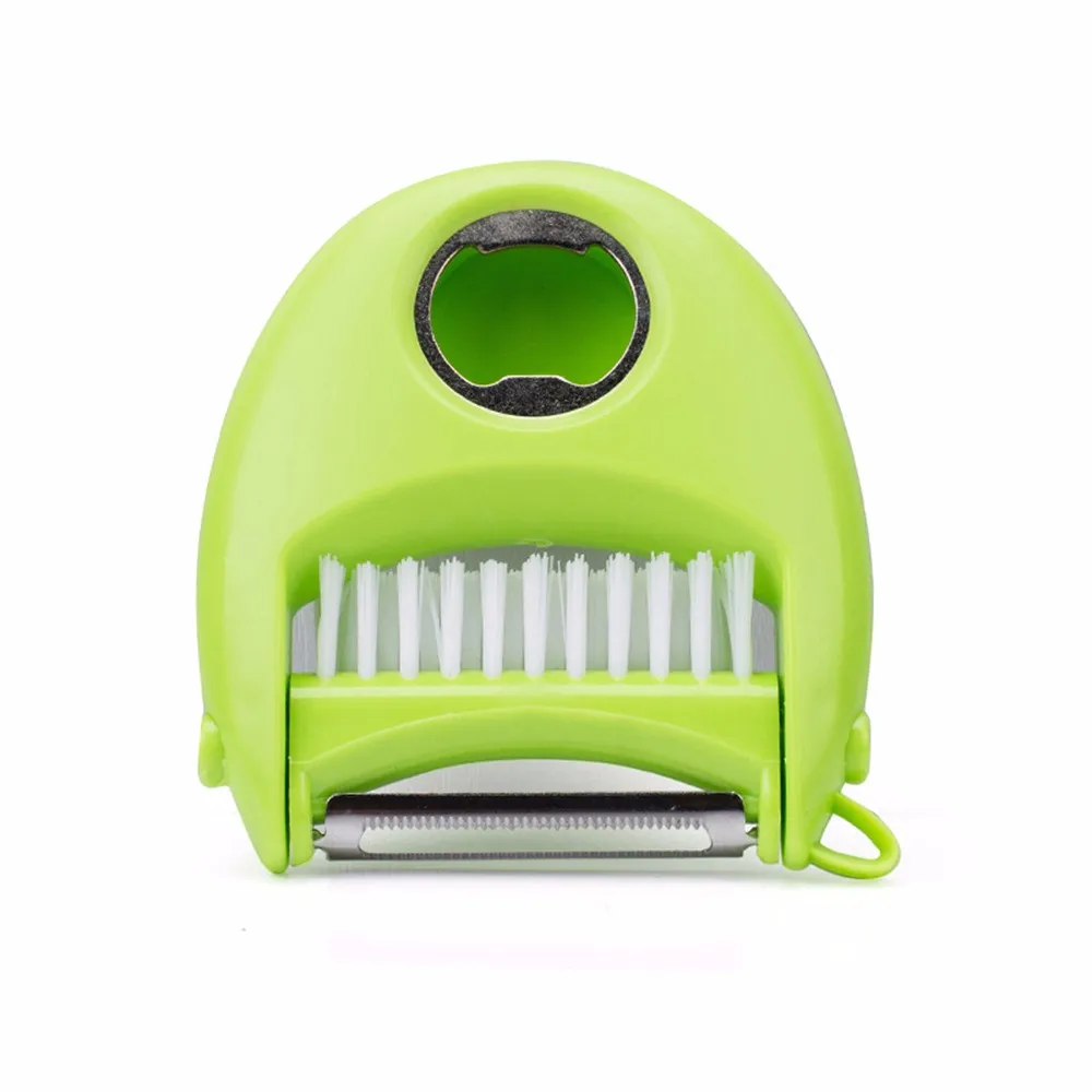3 In 1 Vegetable Peeler Cutter Potato Peeler Vegetable Fruit turnip Slicer Cutter Bottle Opener With Cleaning Brush KC1349