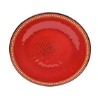 High quality custom retro red color plastic melamine round plate with rim dot