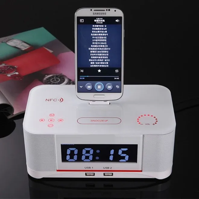 Android Docking Radio Alarm Clock/Charging Station With BT Music Playing for IOS Phones - ANKUX.COM