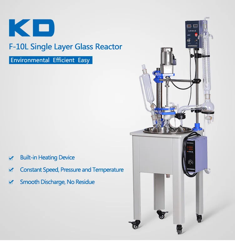 10L Single Glass Reactor With Water/Oil Bath