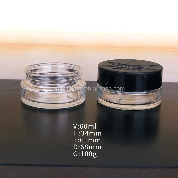 60ml thick wall concentrate glass jars child resistant lid