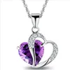 Fashion Charm Jewelry Crystal Zircon Blue Heart Shape Pendant Necklace
