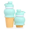 New Design Food-grade Platinum Silicone Children's Water Cup Portable Retractable Ice Cream Silicone Folding Kettle Water Bottle