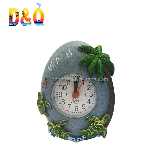 resin beach design souvenir gift clock for home decoration