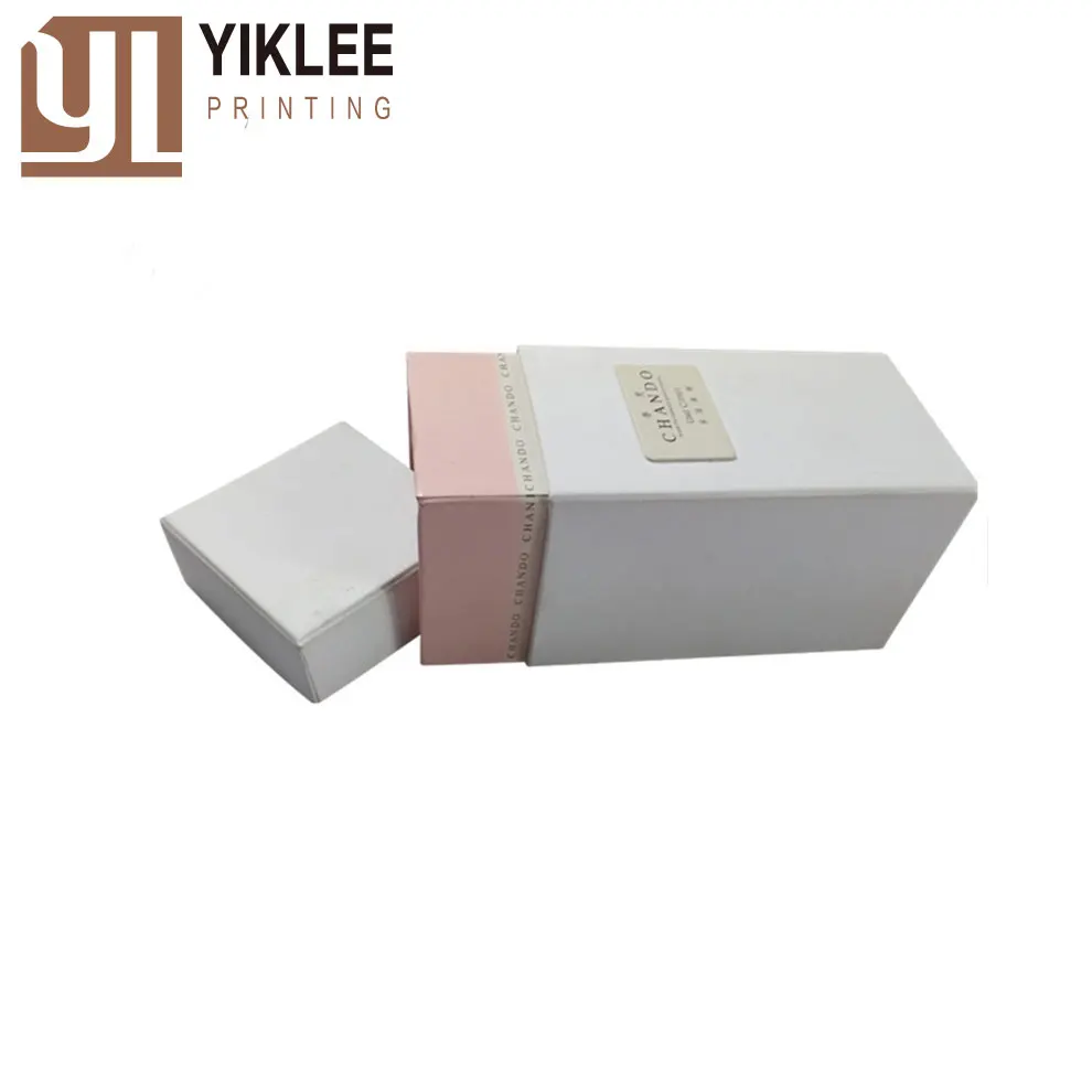 made rectangle paper cardboard box with lid, matt pink and white