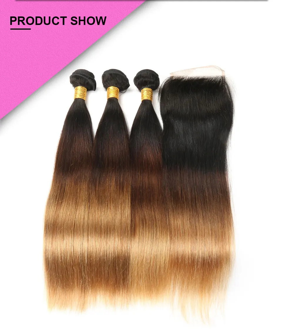 Hair Villa Remy Brazilian Straight Hair With 4 4 Lace Closure 1b