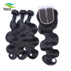 100% Unprocessed Body Wave Aliexpress 3 bundles Virgin Brazilian Hair with closure