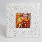 Classic delicate distressed 3D carving wood baby picture photo frame