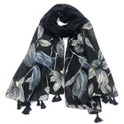 New Design 85*185cm Long Viscose Scarf 115g Floral Pattern Printing Women Scarf