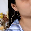 SinDlan Punk Style New Arrivals Daily Match Simple BIg Small Double Circle Smooth Circle Earrings for Women Girl 1Pairs