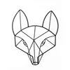 Black Geometric Animal Fox Head Metal Wall Decor