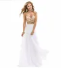 2018 OEM Custom Made White/Purple/Blue Summer Beach Wedding Prom Dresses Pearls Chiffon Rhinestone Party Gowns