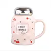 2019 Popular japan cute ceramic mugs for promotional gifts office coffee cups Drum Shape Mirror Cover Ceramic Bulk Tea Cups