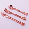 Heavy Duty Rose Gold Flatware Bulk Disposable Rose Gold Plastic silverware cutlery Set for Parties Weddings