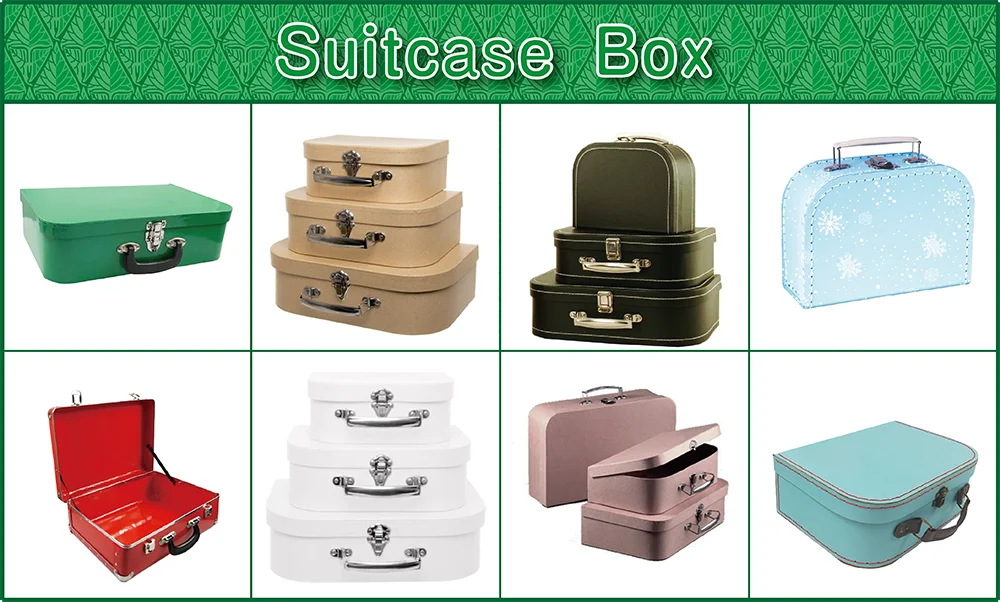 set of 3 christmas paper cardboard suitcase gift