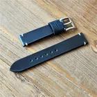 20mm NEW Men's Handmade THICK Buckle White stitch Black LEATHER Watch band Strap
