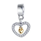 Dropshipping LZESHINE Personality Double Heart Charms Bulk 925 Soild Silver Neck Pendant Beads PSMB0319