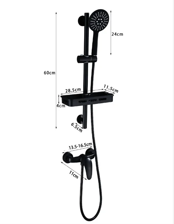 Round multi function hand held shower set with Storage Rack
