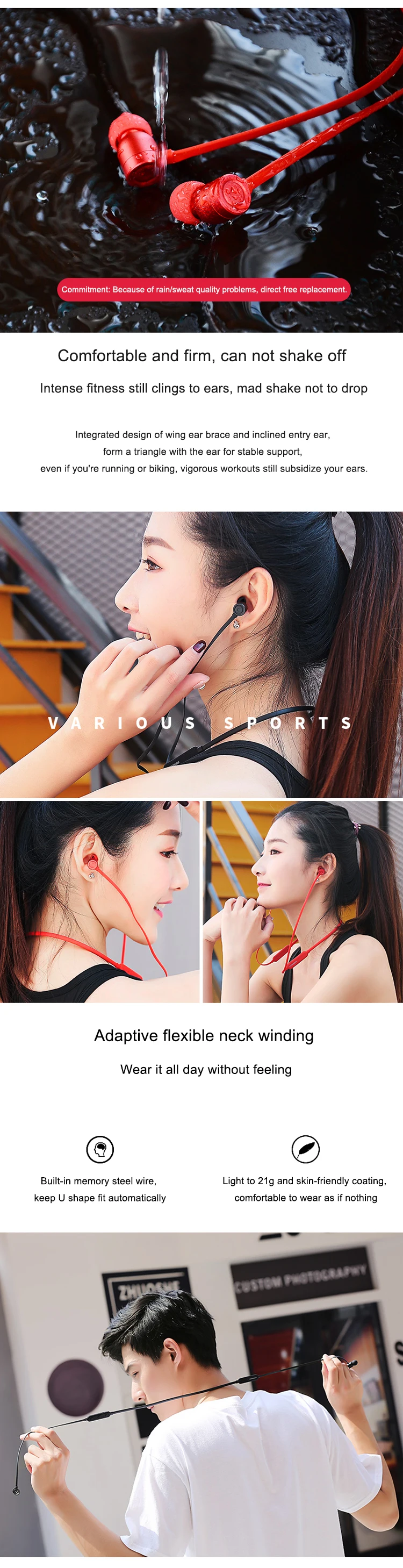 OEM custom in ear neckband bluetooth headphone bluetooth headset made in china - ANKUX.COM