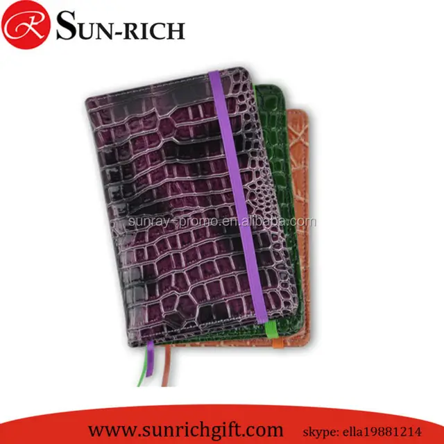 promotion gift a6 leather notebook with ribbon book mark custom