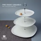 porcelain opal round white charger plates set for wedding and hotel buffet serving snack cake plate stand set