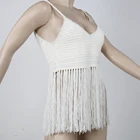 Ladies retro hand crochet tank top with fringes
