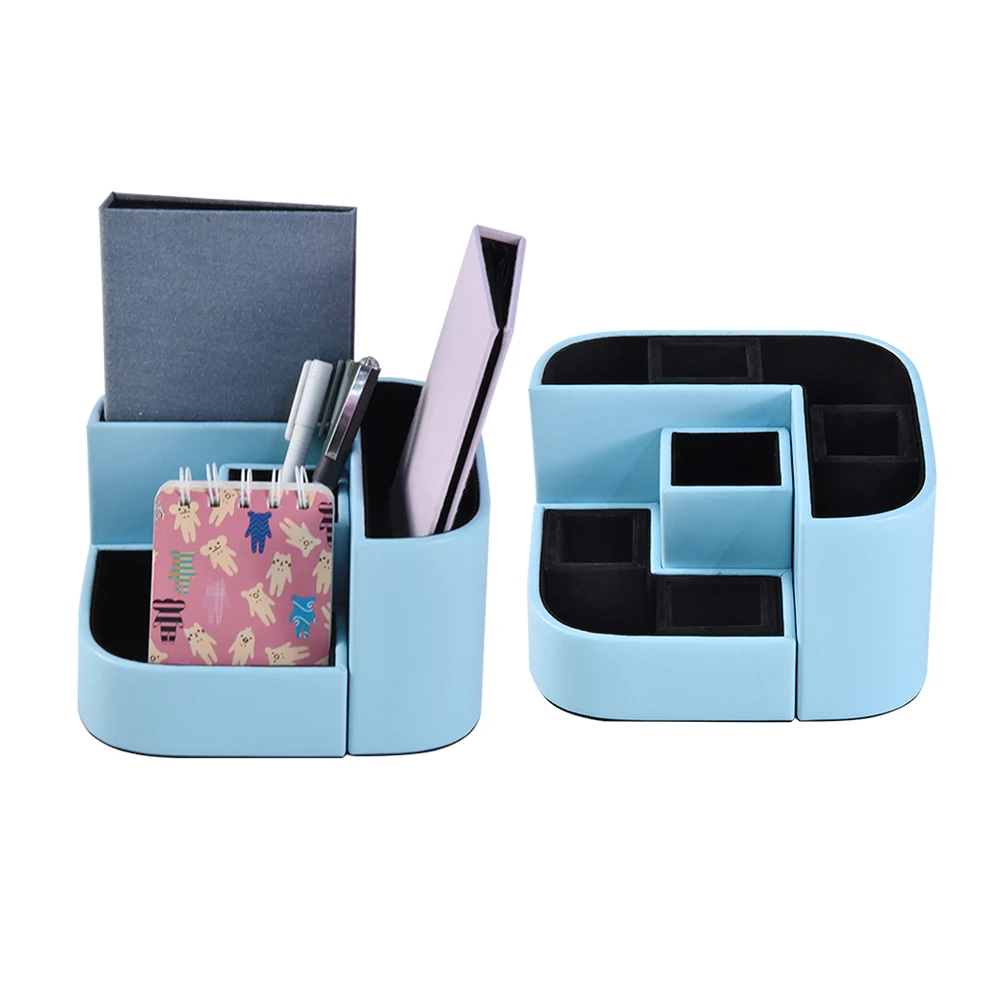 Multifunctional Desk Organizer Office/School Stationery Leather Pen Holder