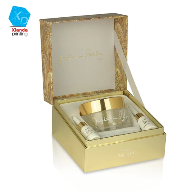 luxury golden cosmetic gift book shape box blister tray inser