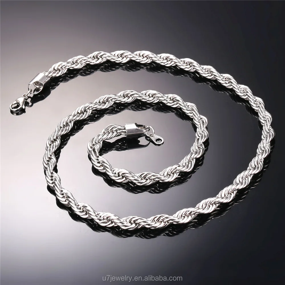 u7 3 /6/ 9 mm rock gold link chains women stainless steel