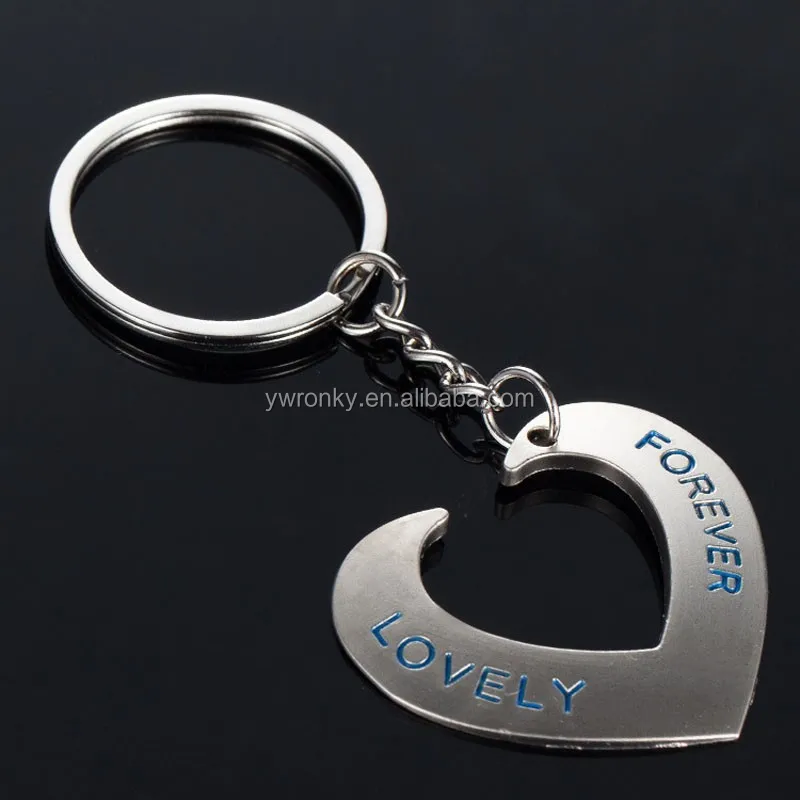 cheap custom love couple keychain heart shaped key rings