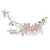 Fashion Hand wired Gold Blossom Hair Comb For Bride Rhinestone Wedding Headpiece Hair Accessories Women Jewelry