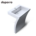 Europe style toilet cabinet glossy white hand wash basin mineral cast material wash sink