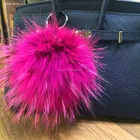 2018 Christmas gift multicolor animal raccoon fur pom poms for hat /keychian/garment pendent