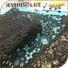 Polyester Black Korea Embroidery Designs Floral Lace Fabric