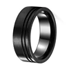 Wholesale 8mm Brushed Black Zirconium Ring Men's Wedding Band 2 Offset Slices Comfort Fit