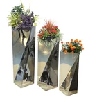 Mirror office shop decoration plant metal flower box stand flower pot stainless steel