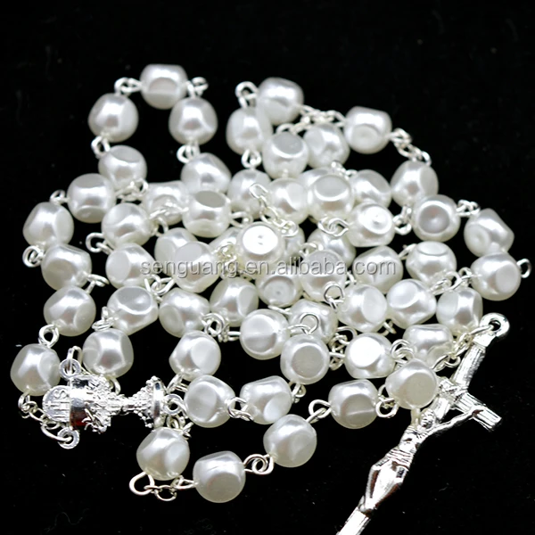Haute Qualité Croix Catholique Perles En Plastique Collier de Chapelet