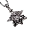 Mens Rock & Roll Music Ghost Style Metal Alloy Wing Three Skull Heads Pendant Necklaces