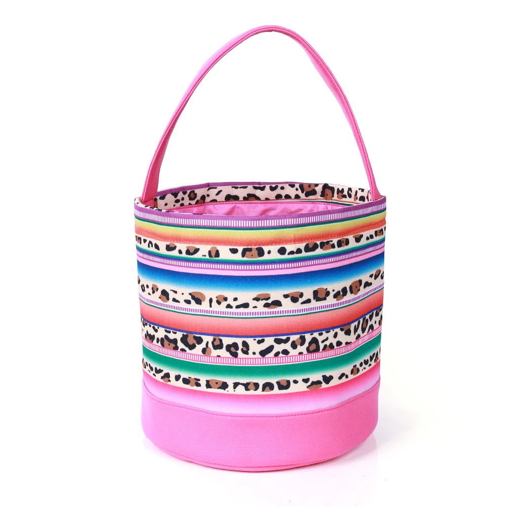 Alta Qualidade do presente do feriado Rosa Bonito Rainbow leopard cesta de ovos de Páscoa caça
