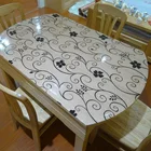 Transparent PVC soft glass telescopic folding oval tablecloth waterproof and oilproof round table cloth