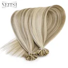 Free Sample Neitsi 100% Indian Human Hair Nail U Tip emy straight Hair Extension P14/24